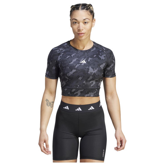 Adidas Γυναικεία κοντομάνικη μπλούζα Techfit Print Crop Top